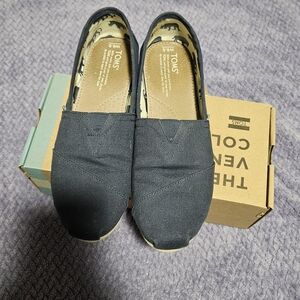 TOMS Charcoal Canvas Slip-Ons